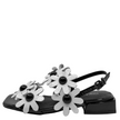 Django & Juliette Pellas Daisy Detail Sandals Black/ White Patent Leather