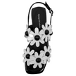 Django & Juliette Pellas Daisy Detail Sandals Black/ White Patent Leather