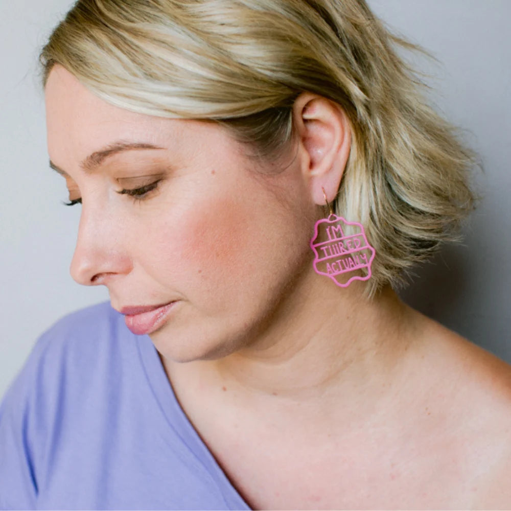 DENZ I'm Tiiired Actually Earrings Plum