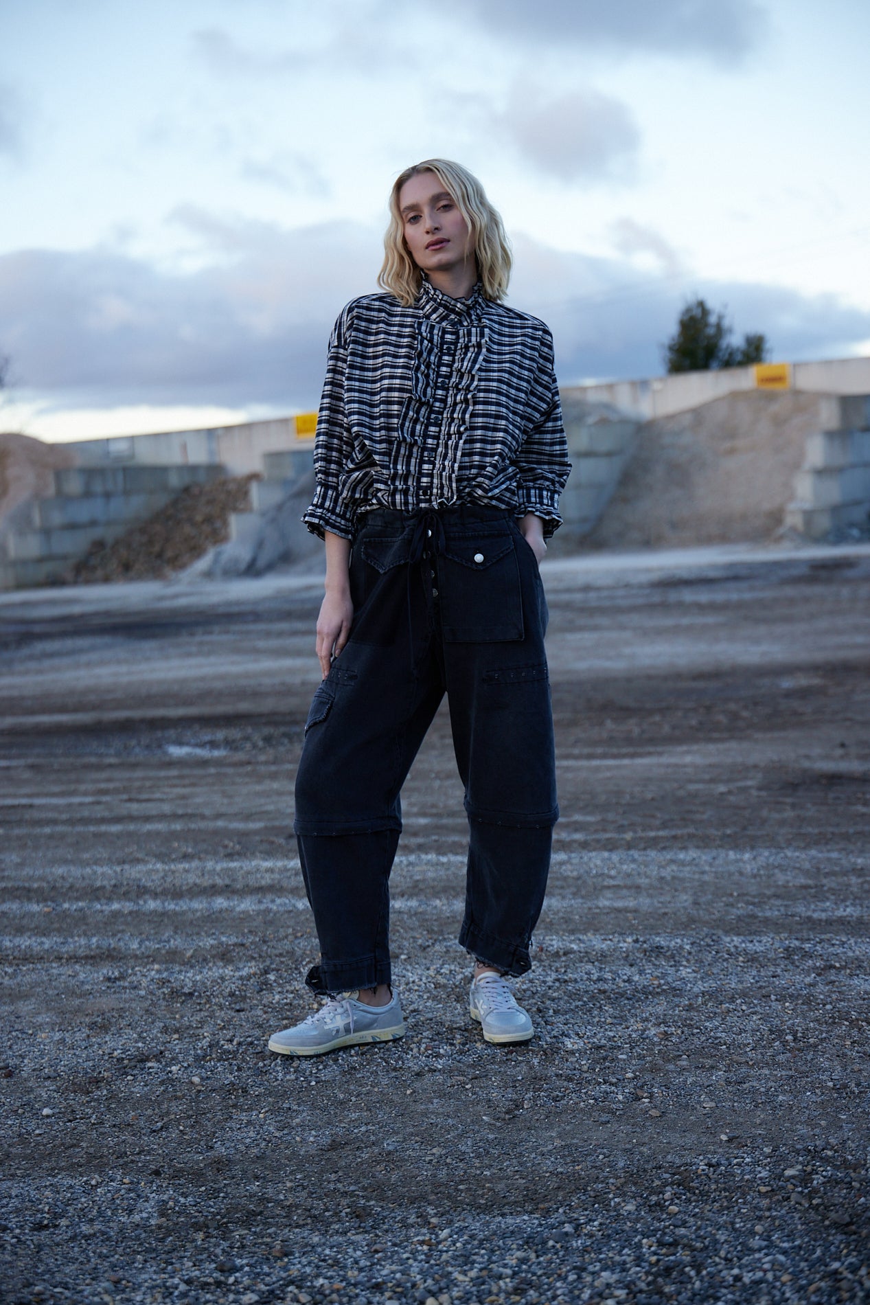 M. A. Dainty Trucker Pant Washed Black