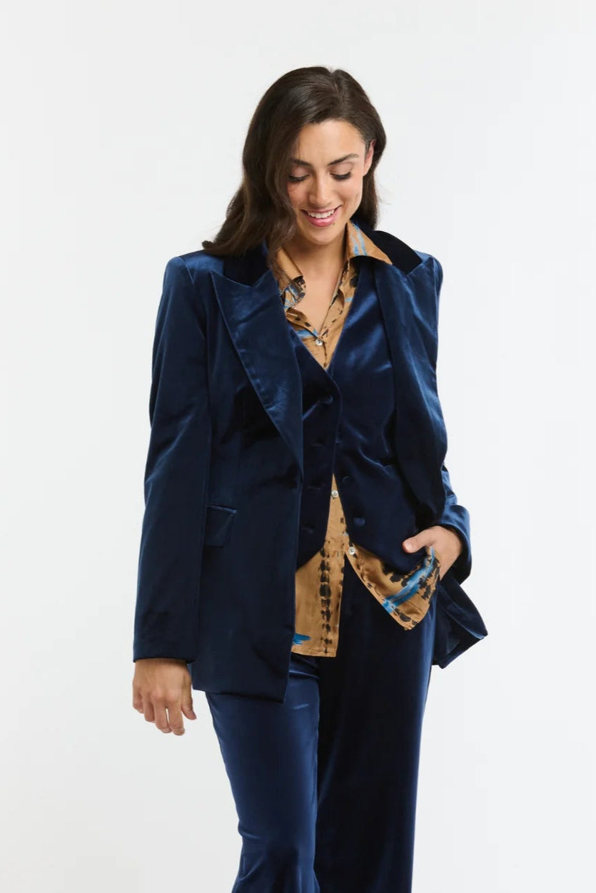 Italian Star Jets Velvet Jacket Navy