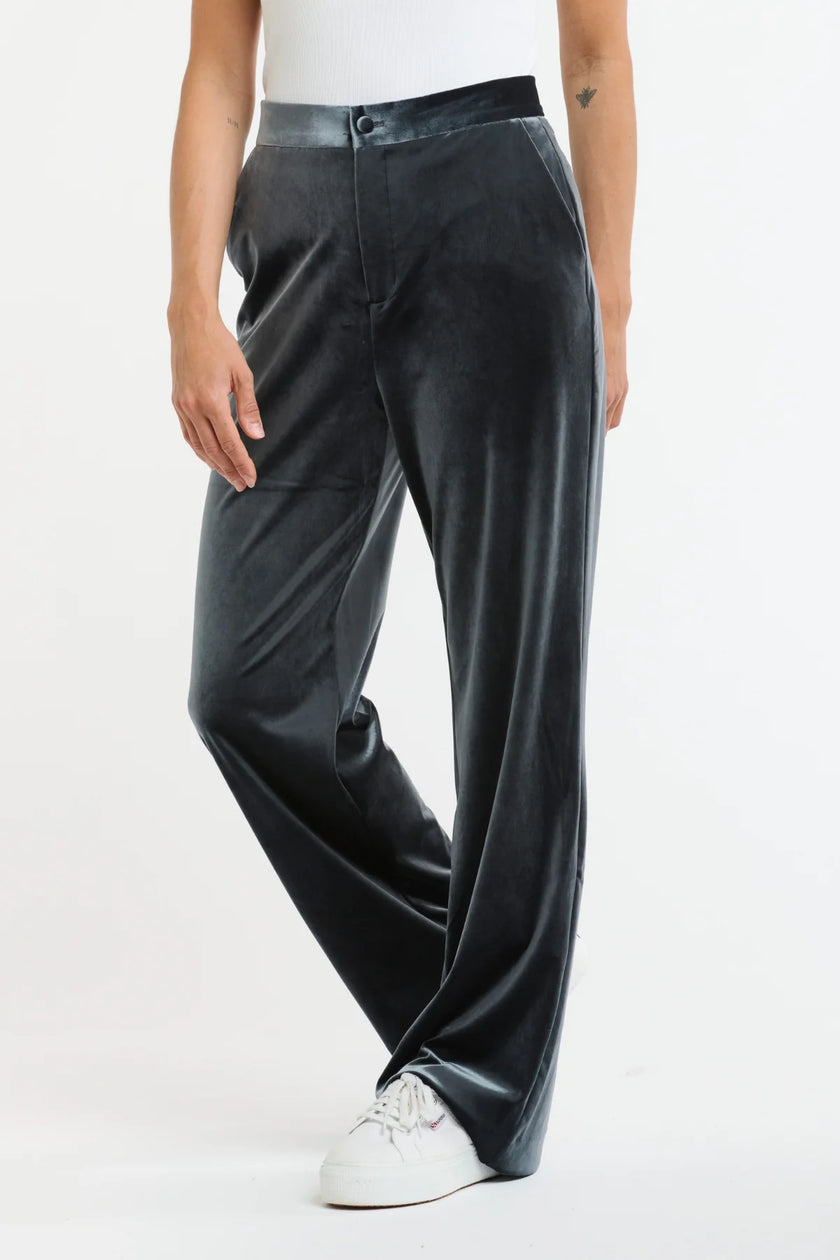 Italian Star Jets Velvet Pant Grey