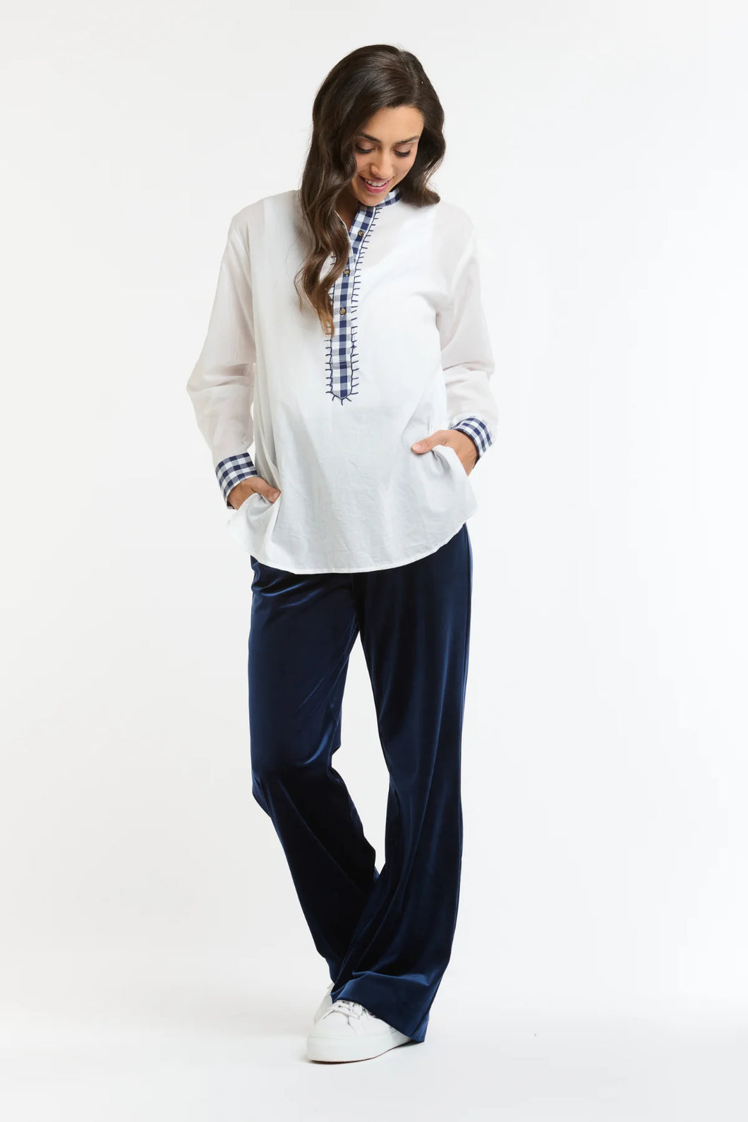 Italian Star Jets Velvet Pant Navy
