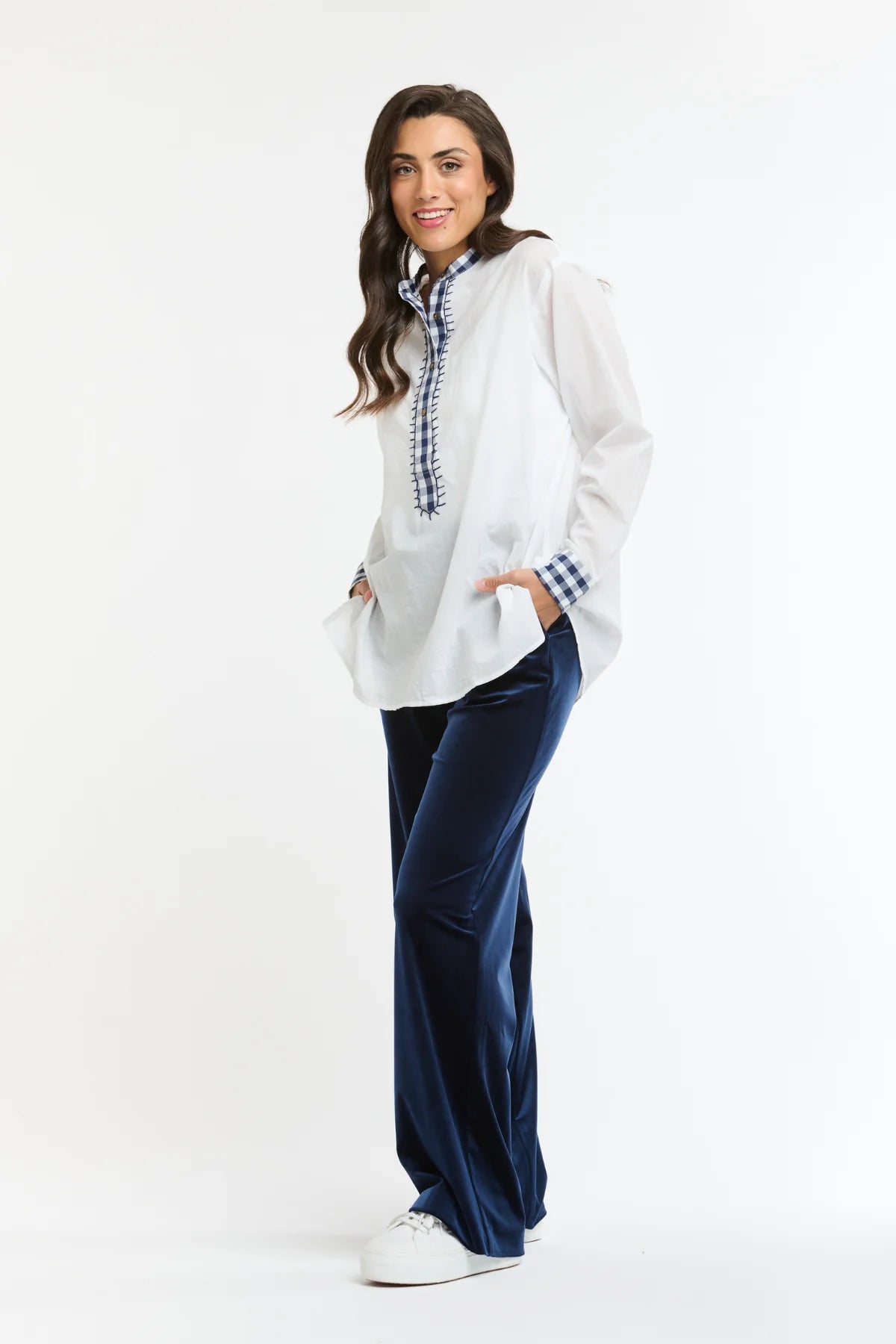 Italian Star Jets Velvet Pant Navy