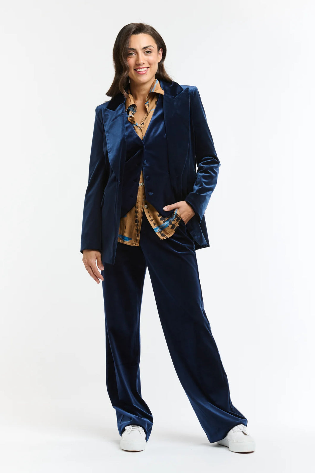 Italian Star Jets Velvet Vest Navy