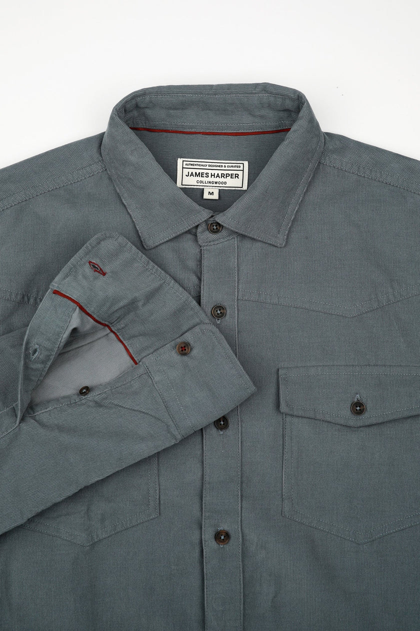 James Harper Western Cord LS Shirt Basalt