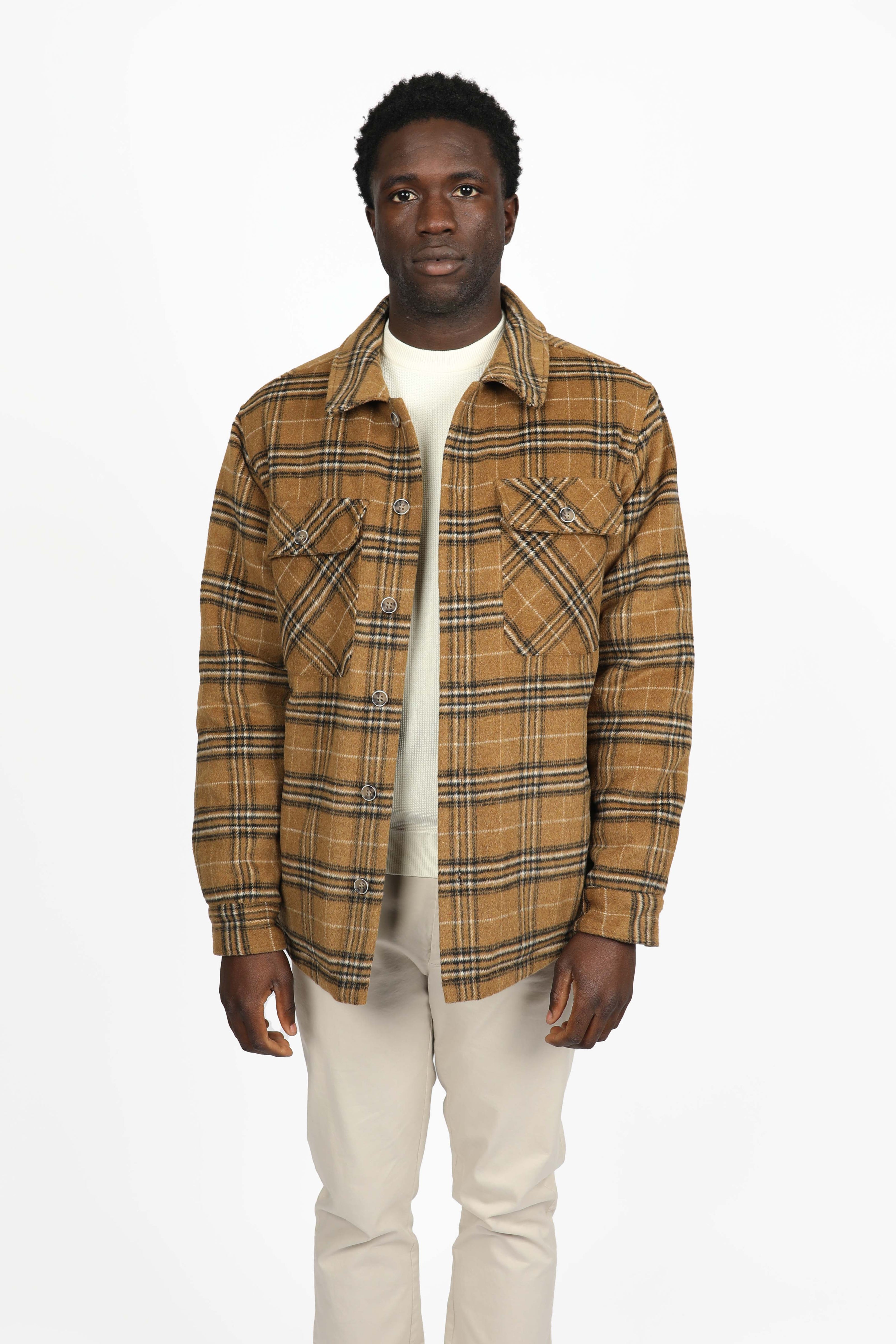 James Harper JHJ109 Brown Check Padded Coat