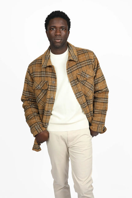 James Harper JHJ109 Brown Check Padded Coat