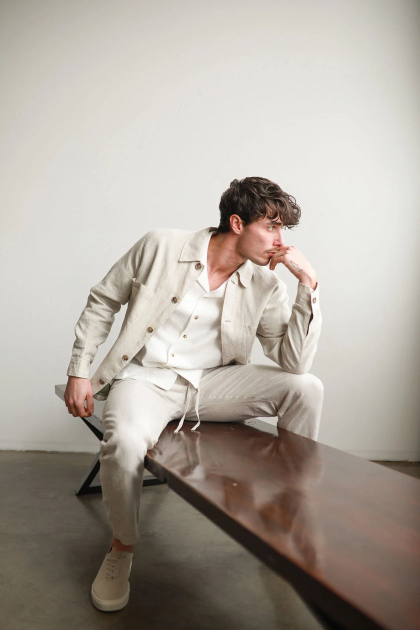 James Harper Semi Lined Shirt Jacket Pebble