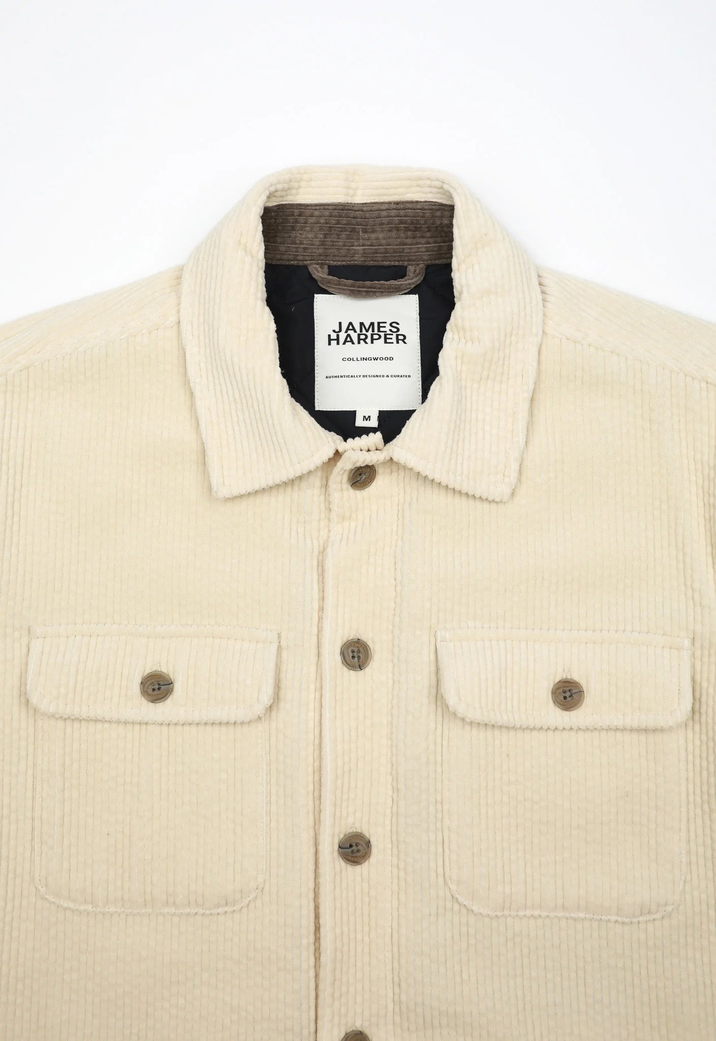 James Harper Cord Padded Jacket Natural