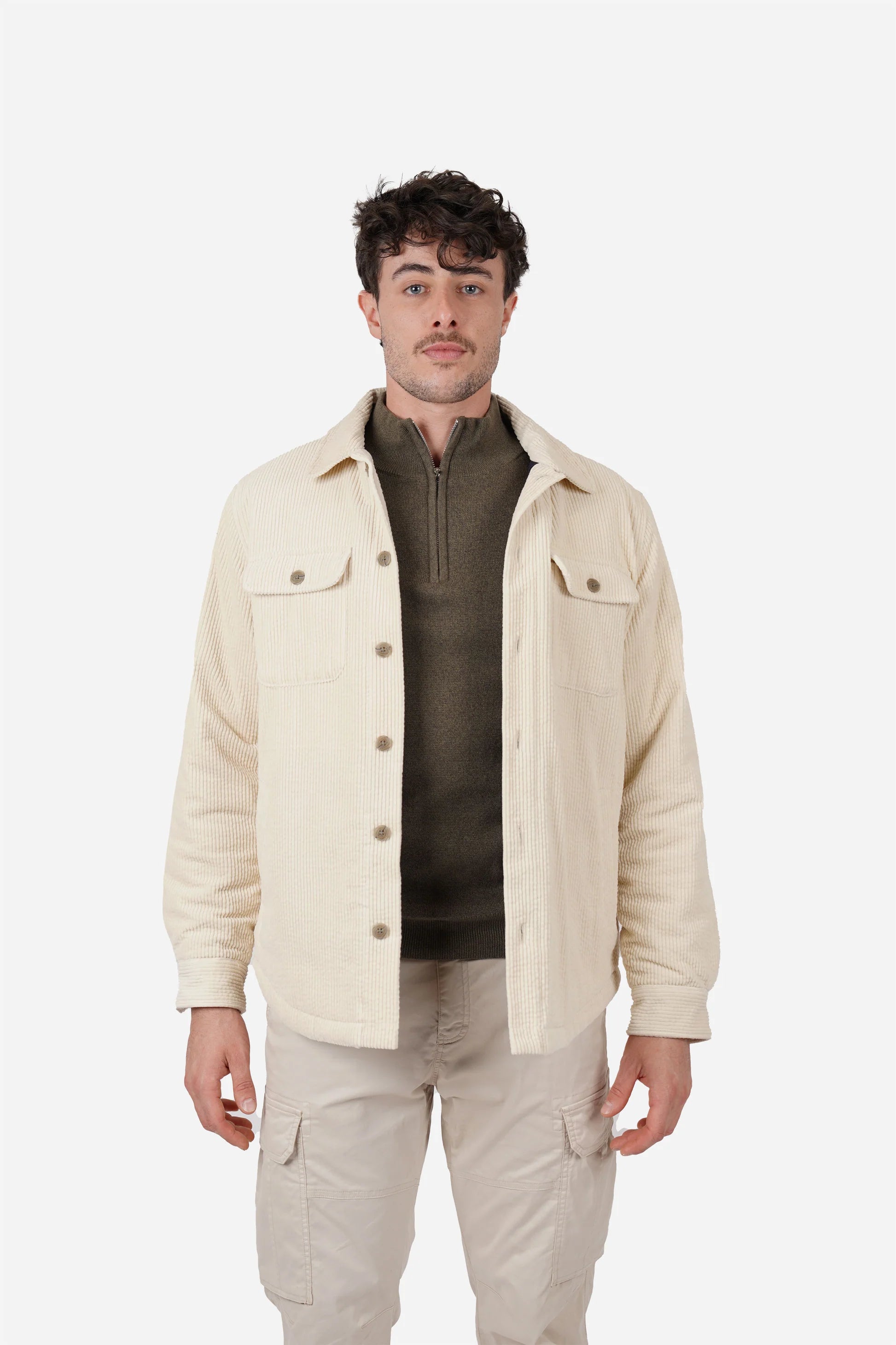 James Harper Cord Padded Jacket Natural