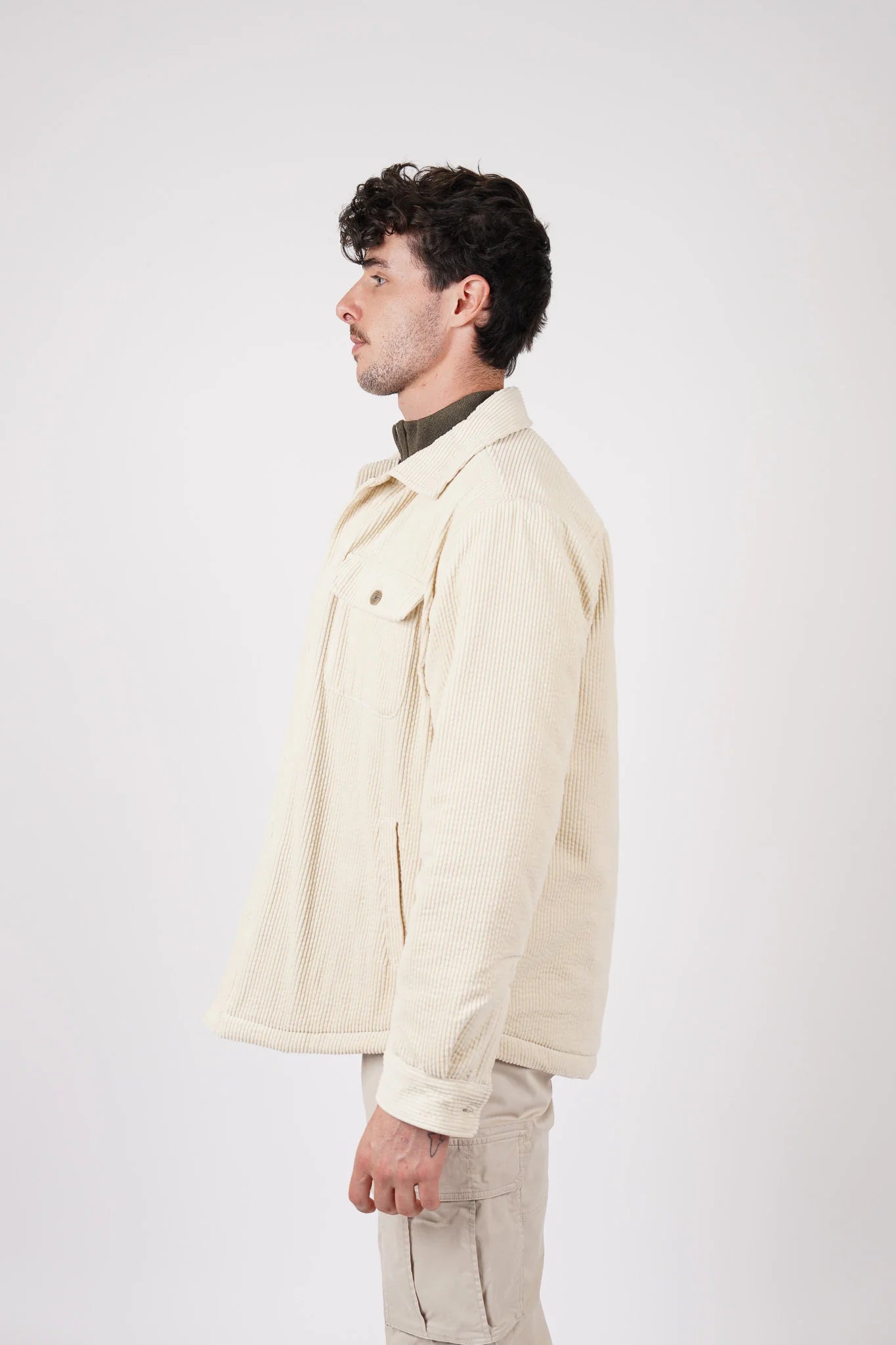 James Harper Cord Padded Jacket Natural