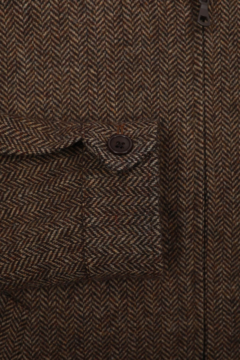 James Harper JHJ155 Herringbone Zip Jacket Brown