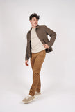 James Harper JHJ155 Herringbone Zip Jacket Brown
