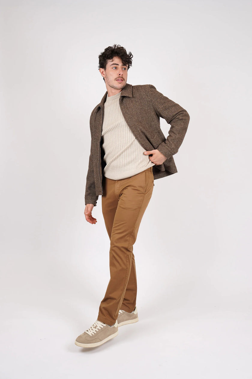 James Harper JHJ155 Herringbone Zip Jacket Brown