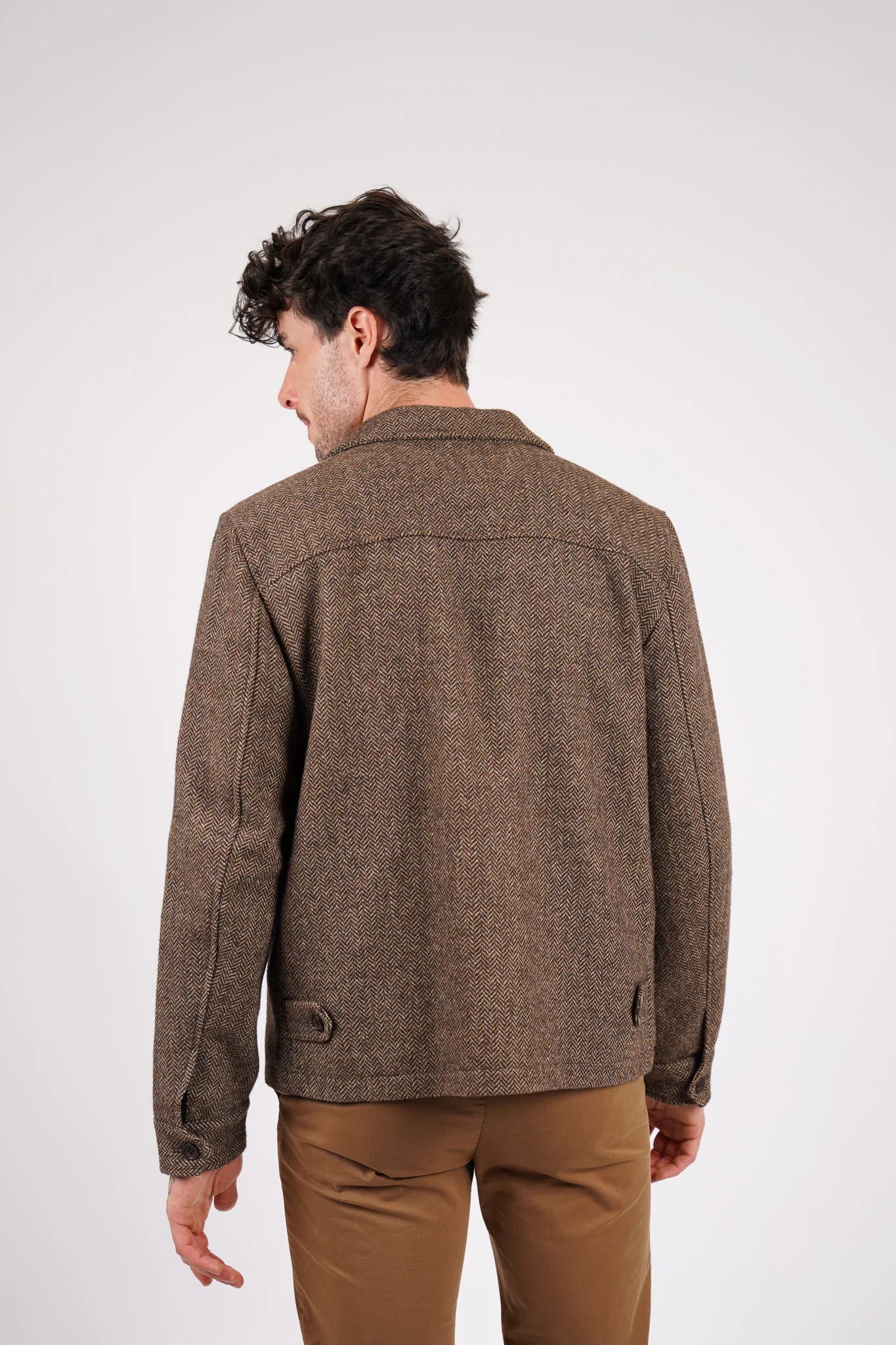 James Harper JHJ155 Herringbone Zip Jacket Brown