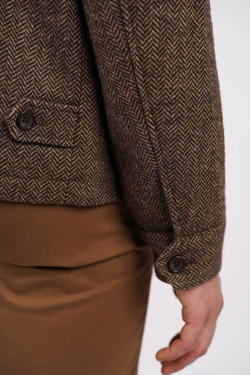 James Harper JHJ155 Herringbone Zip Jacket Brown