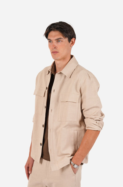 James Harper Cotton Casual Button Front Jacket Pebble