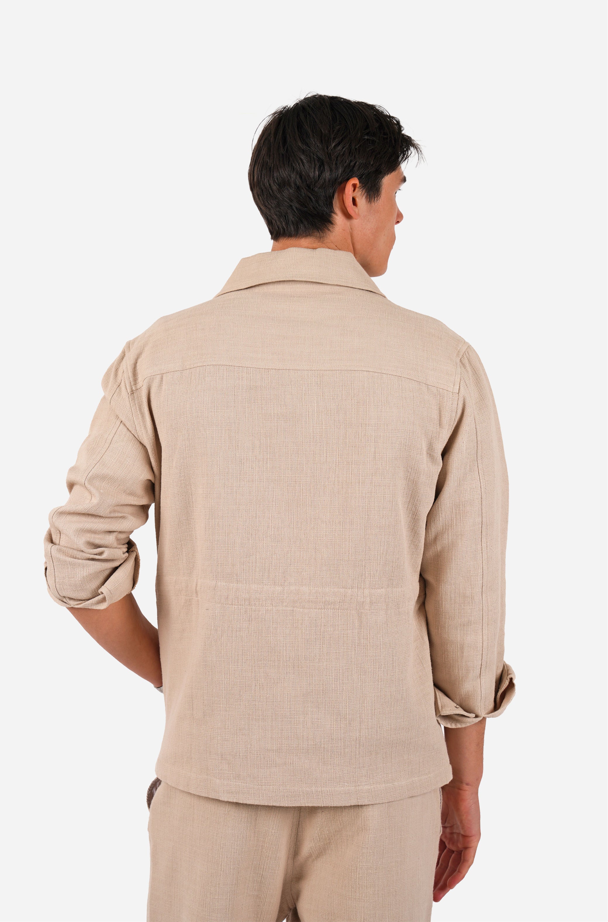 James Harper Cotton Casual Button Front Jacket Pebble