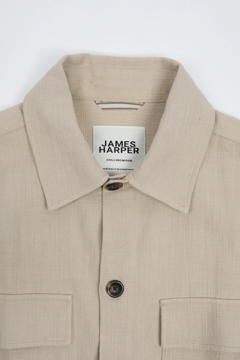 James Harper Cotton Casual Button Front Jacket Pebble