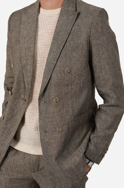 James Harper Textured Double Breasted Blazer Olive