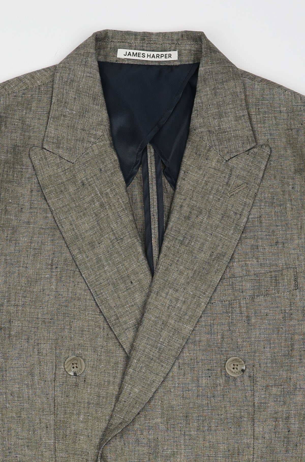 James Harper Textured Double Breasted Blazer Olive