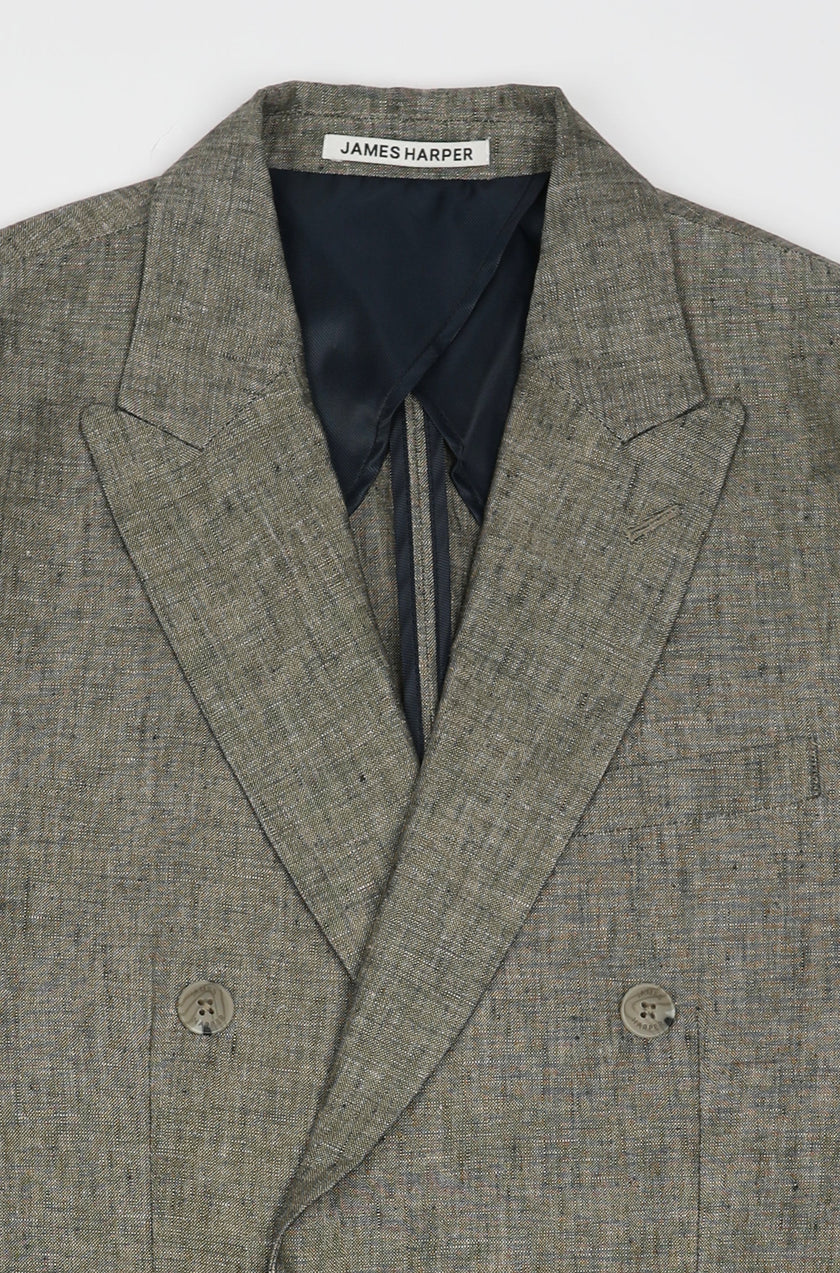 James Harper Textured Double Breasted Blazer Olive