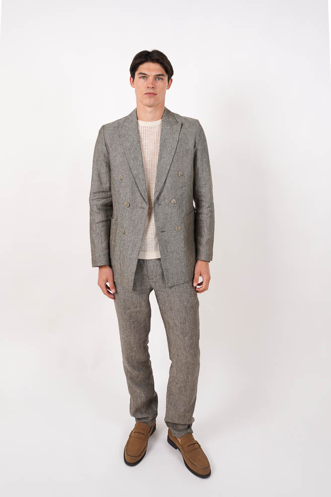 James Harper Textured Double Breasted Blazer Olive