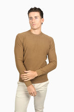 Load image into Gallery viewer, James Harper JHK51 Tobacco Cotton Waffle Crew Neck Jumper
