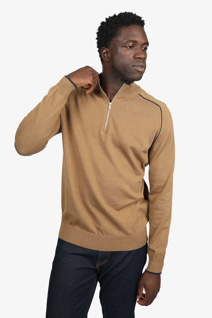 James Harper JHK155 Contrast Piping Jumper Tobacco
