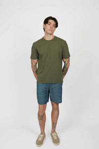 James Harper Linen Relaxed Waist Short Bluesteel