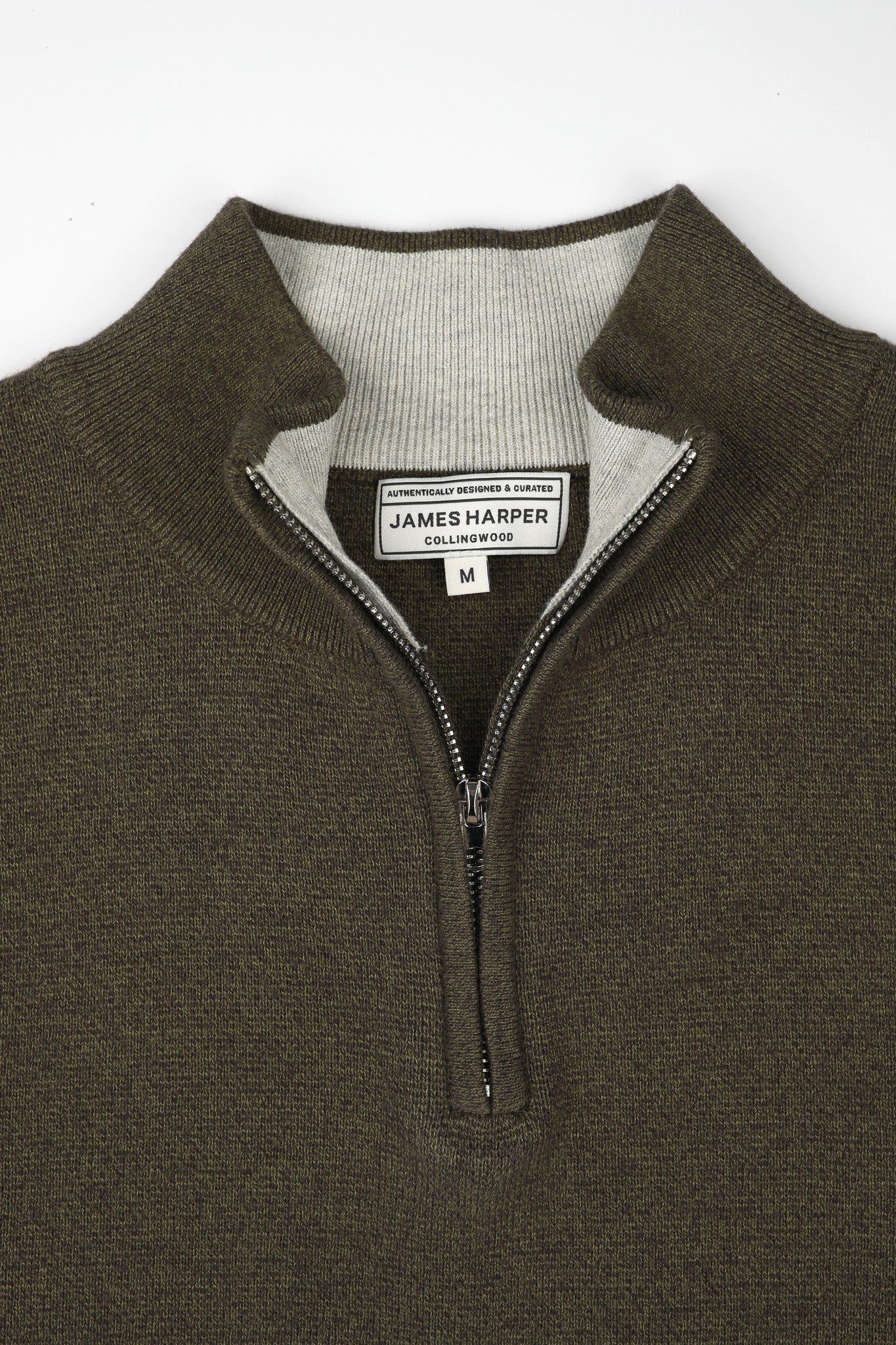 James Harper 1/4 Zip Marle Knit Olive