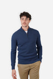 James Harper 1/4 Zip Marle Knit Blue