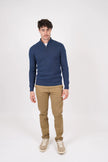 James Harper 1/4 Zip Marle Knit Blue