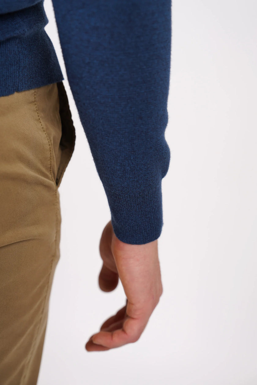 James Harper 1/4 Zip Marle Knit Blue