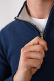 James Harper 1/4 Zip Marle Knit Blue