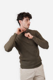 James Harper 1/4 Zip Marle Knit Olive