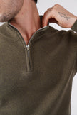 James Harper 1/4 Zip Marle Knit Olive