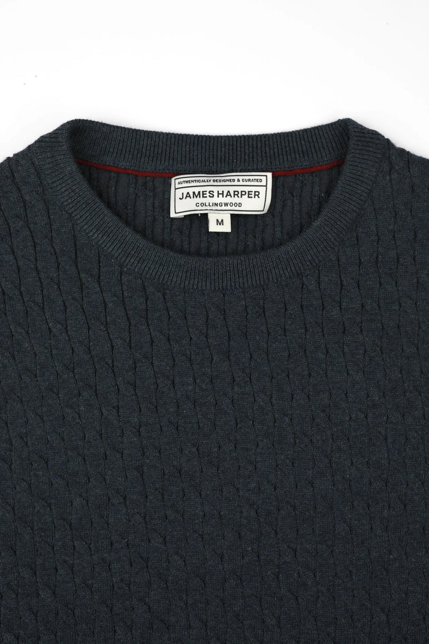 James Harper JHK85 Fine Cable Knit Petrol