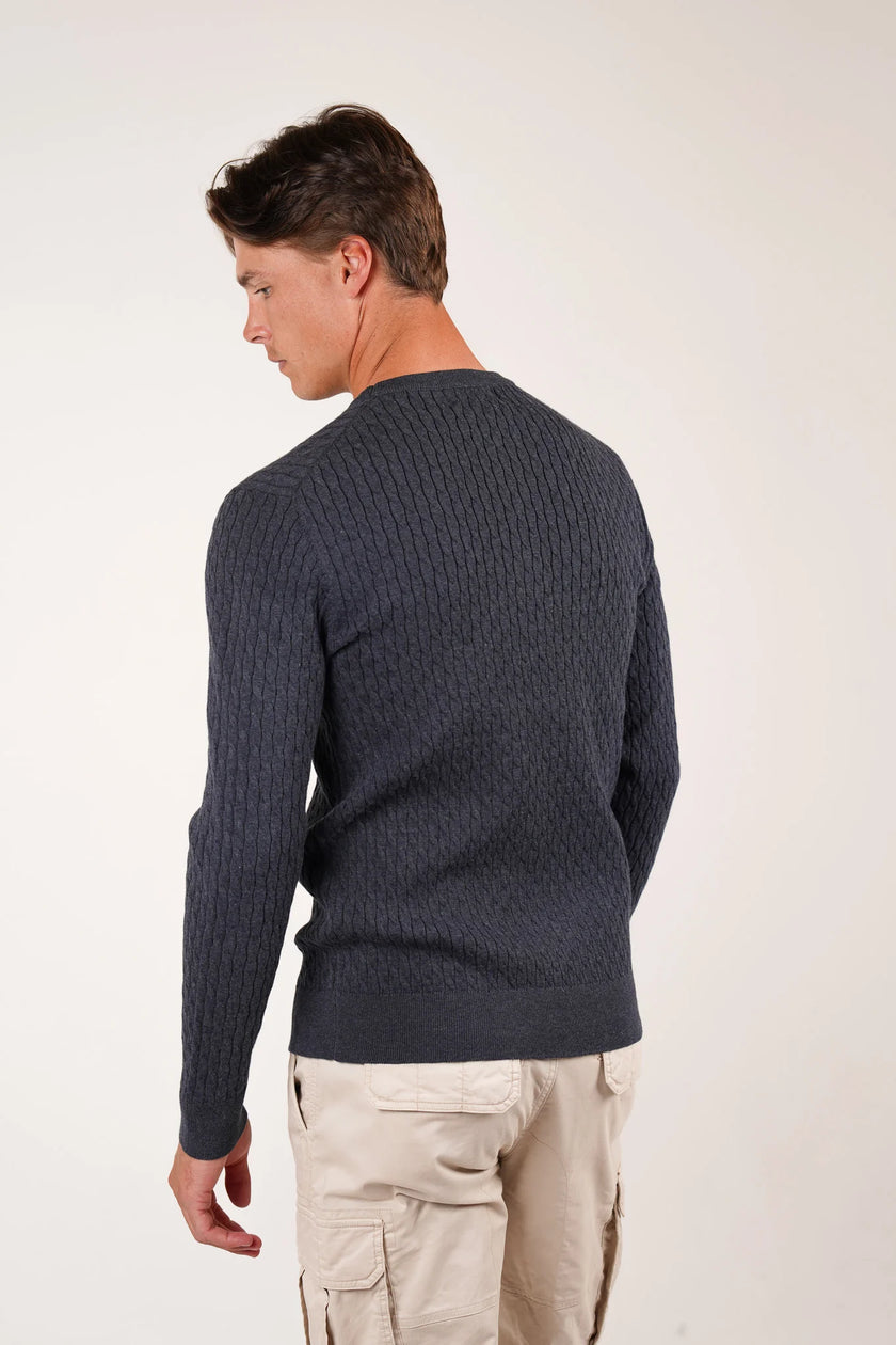 James Harper JHK85 Fine Cable Knit Petrol