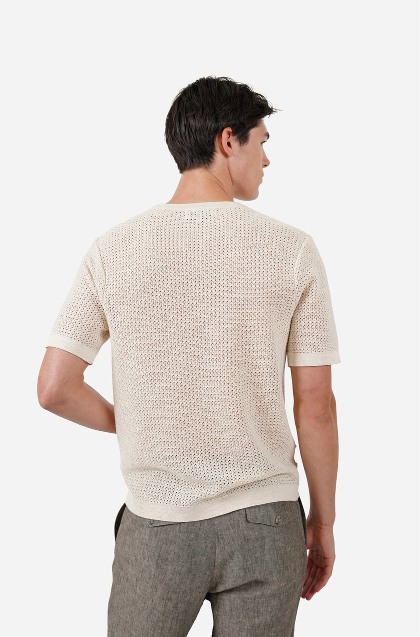 James Harper Crew Neck Tee Natural Marle