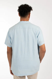 James Harper JHS502 Cuban Collar Shirt Blue Tint