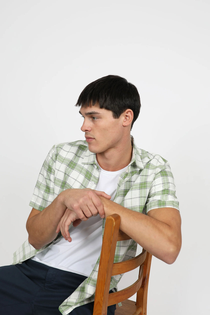 James Harper JHS556 S/S Check Shirt Forest