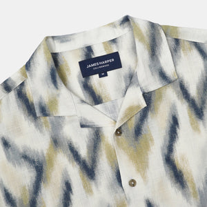 James Harper JHS569 S/S Cuban Collar Shirt Ikat