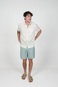 James Harper Linen Relaxed Waist Short Sea
