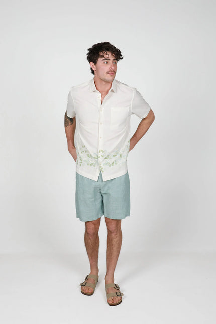 James Harper Linen Relaxed Waist Short Sea