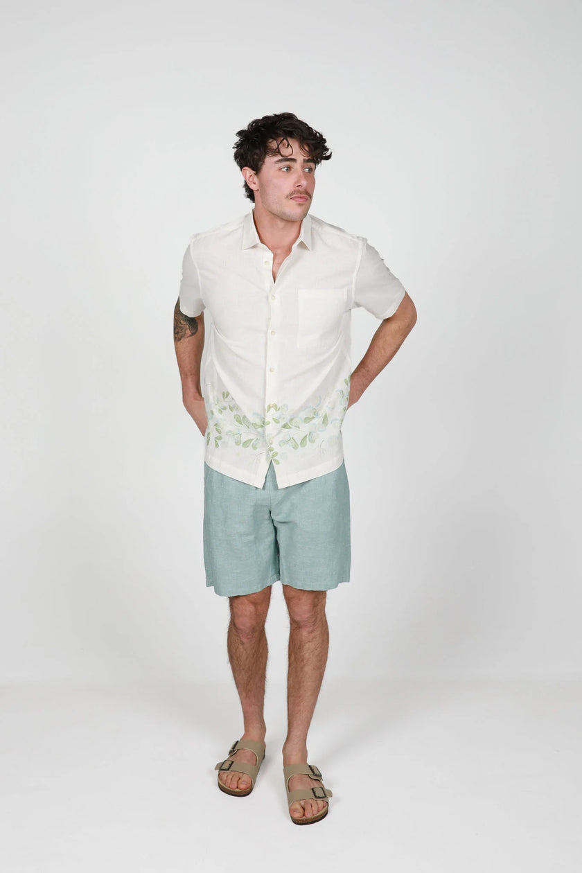 James Harper Linen Relaxed Waist Short Sea