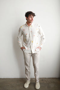 James Harper Pressed Flower Long Sleeve Linen L/S Shirt Multi