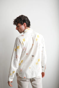 James Harper Pressed Flower Long Sleeve Linen L/S Shirt Multi