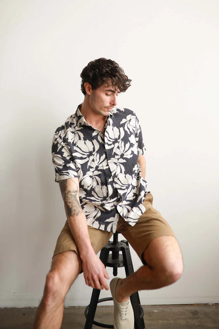 James Harper Puerto Rico Linen S/S Shirt Navy